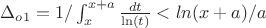 $\Delta_{o1}=1/\int_{x}^{x+a}{\frac {dt} {\ln(t)}}<ln(x+a)/a$
