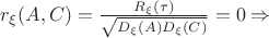 $r_\xi(A,C)= \frac{R_\xi(\tau)}{\sqrt{D_\xi(A) D_\xi(C)}}}=0 \Rightarrow$