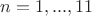 $n={1,...,11}$