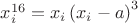 $x_i^{16}=x_i\left(x_i-a \right)^3$