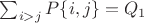 $\sum_{i>j}{P\{i,j\}}=Q_1$ $\sum_{i>j}{P\{i,j\}}=Q_1$