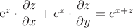 e^z \cdot \dfrac{\partial z}{\partial x} + e^x \cdot \dfrac{\partial z}{\partial y} =e^{x+z}