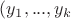 $(y_1,...,y_k$