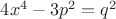 $4x^4-3p^2=q^2$