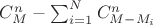 $C_M^n-\sum_{i=1}^NC_{M-M_i}^n$
