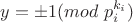 $y=\pm 1(mod \ p_i^{k_i})$