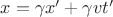 $x = \gamma x' + \gamma v t'$