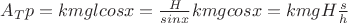 $A_Tp=kmglcosx=\frac{H}{sinx}kmgcosx=kmgH\frac{s}{h}$