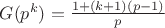 $G(p^k)=\frac{1+(k+1)(p-1)}{p}$