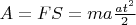 $A=FS=ma\frac{at^2}{2}$