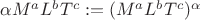 $\alpha M^aL^bT^c:=(M^aL^bT^c)^\alpha$