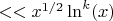$<<x^{1/2}\ln^k(x)$