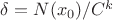 $\delta = N(x_0)/C^k$