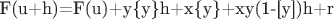 F(u+h)=F(u)+y\{y\}h+x\{y\}+xy(1-[y])h+r