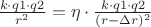 $\frac{k \cdot q1 \cdot q2}{r^2} =\eta \cdot \frac{k \cdot q1 \cdot q2}{(r - \Delta r)^2}$