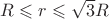 $R \leqslant r \leqslant \sqrt{3}R$