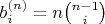 $b_i^{(n)}=n\binom{n-1}{i}$