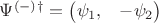 $\Psi^{(-)}^{\dagger} = \begin{pmatrix} \psi_1, & -\psi_2 \end{pmatrix}$