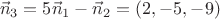 $$ \vec{n}_3 = 5 \vec{n}_1 - \vec{n}_2 = (2,-5,-9) $$