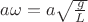 $a\omega=a\sqrt{\frac{g}{L}}$