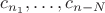 $c_{n_1},\ldots,c_{n-N}$