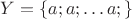 $ Y = \{a; a; &hellip; a; \}$