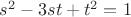 $s^2-3st+t^2=1$