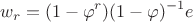$$
w_r = (1-\varphi^r)(1-\varphi)^{-1}e$
$$