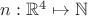$n:\mathbb{R}^4\mapsto\mathbb{N}$