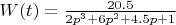 $W(t)=\frac{20.5}{2p^3+6p^2+4.5p+1}$