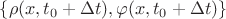 $\left\lbrace \rho(x,t_0+\Delta t), \varphi(x,t_0+\Delta t) \right\rbrace$