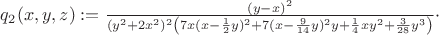 $q_2(x,y,z):=\frac{(y-x)^2}{(y^2+2x^2)^2\left(7x(x-\frac{1}{2}y)^2+7(x-\frac{9}{14}y)^2y+\frac{1}{4}xy^2+\frac{3}{28}y^3\right)}\cdot$