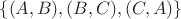 $\{(A,B), (B,C),(C,A)\}$