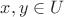 $x,y\in U$