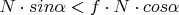 $N\cdot sin\alpha<f\cdot N\cdot cos\alpha$
