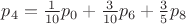 $p_{4}=\frac{1}{10}p_{0}+\frac{3}{10}p_{6}+\frac{3}{5}p_{8}$