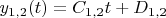 $y_{1,2}(t)  = C_{1,2} t + D_{1,2} $