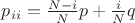$p_{ii}=\frac{N-i}{N}p + \frac{i}{N}q$