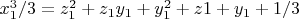 $x_1^3/3=z_1^2+z_1y_1+y_1^2+z1+y_1+1/3$