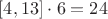 $[4,13]\cdot6=24$