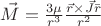 $\vec{M}=\frac{3\mu}{r^3}\frac{\vec{r}\times\vec{J}\bar{r}}{r^2}$