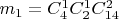 $m_{1}=C_{4}^1C_{2}^1C_{14}^2$