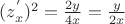 ${({z^'}_x)^2} = {{2y} \over {4x}} = {y \over {2x}}$ ${({z^'}_x)^2} = {{2y} \over {4x}} = {y \over {2x}}$
