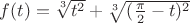 $f(t)=\sqrt[3]{t^2} + \sqrt[3]{(\frac{\pi}{2}-t)^2}$