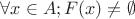 $\forall x \in A; F(x) \ne \emptyset$