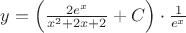 $y= \left ( \frac{2e^x}{x^2+2x+2} +C \right) \cdot \frac{1}{e^x}$