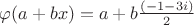 $\varphi(a+bx) = a+b\frac{(-1-3i)}{2}$