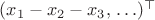 $(x_1-x_2-x_3,\,\ldots)^\top$