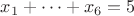 $x_1+\dots+x_6=5$