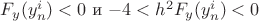 $F_y(y^i_n)<0$ и $-4<h^2F_y(y^i_n)<0$